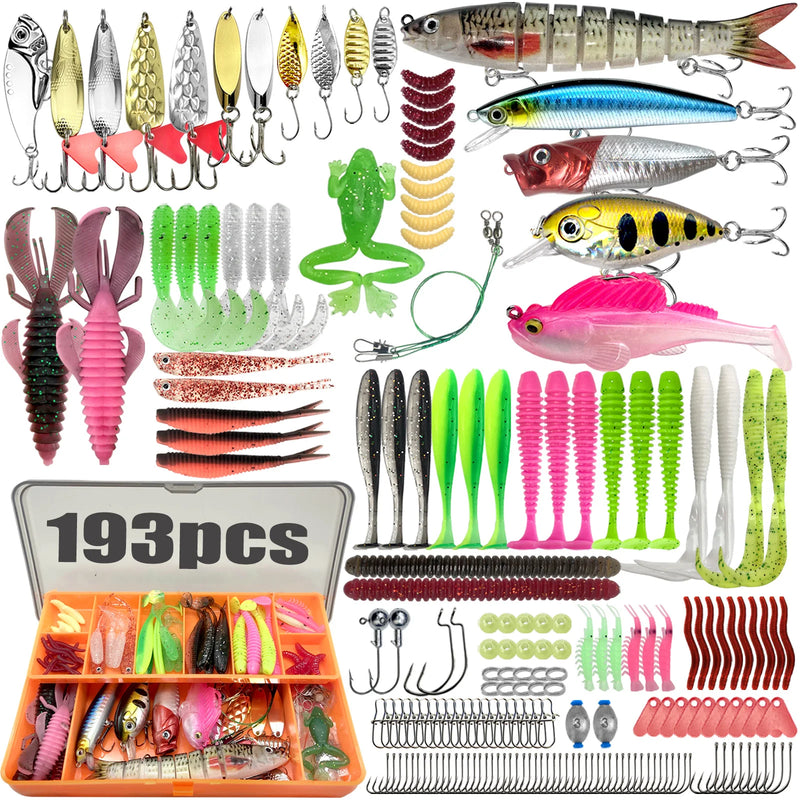Kit profesional de pesca 83/133/193/239/409 piezas con caja multicapa para trucha, lucio y bass