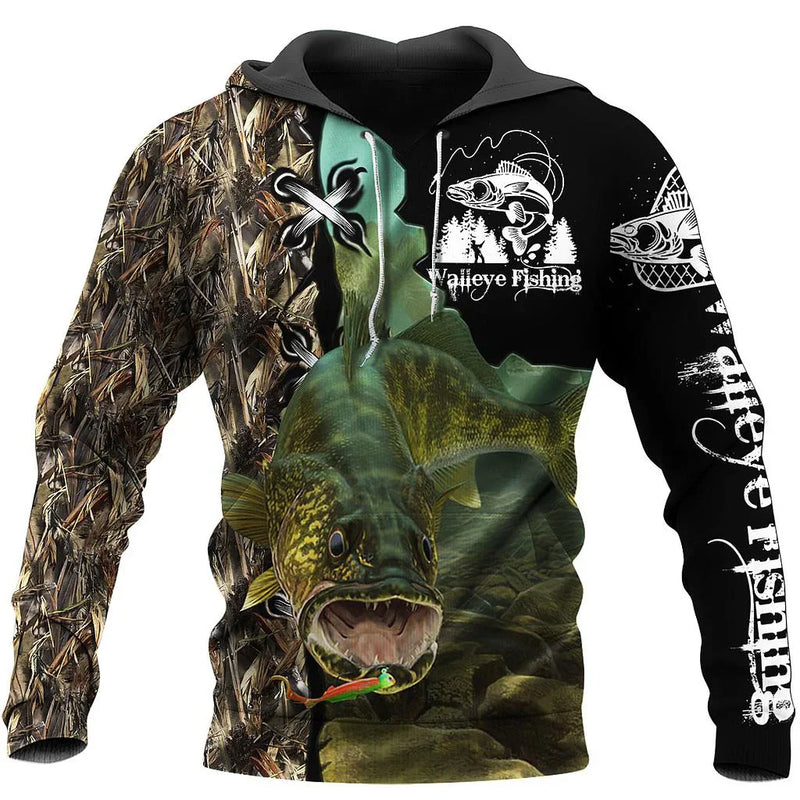 Sudadera Hoodie Pesca Unisex 3D Harajuku Manga Larga Casual