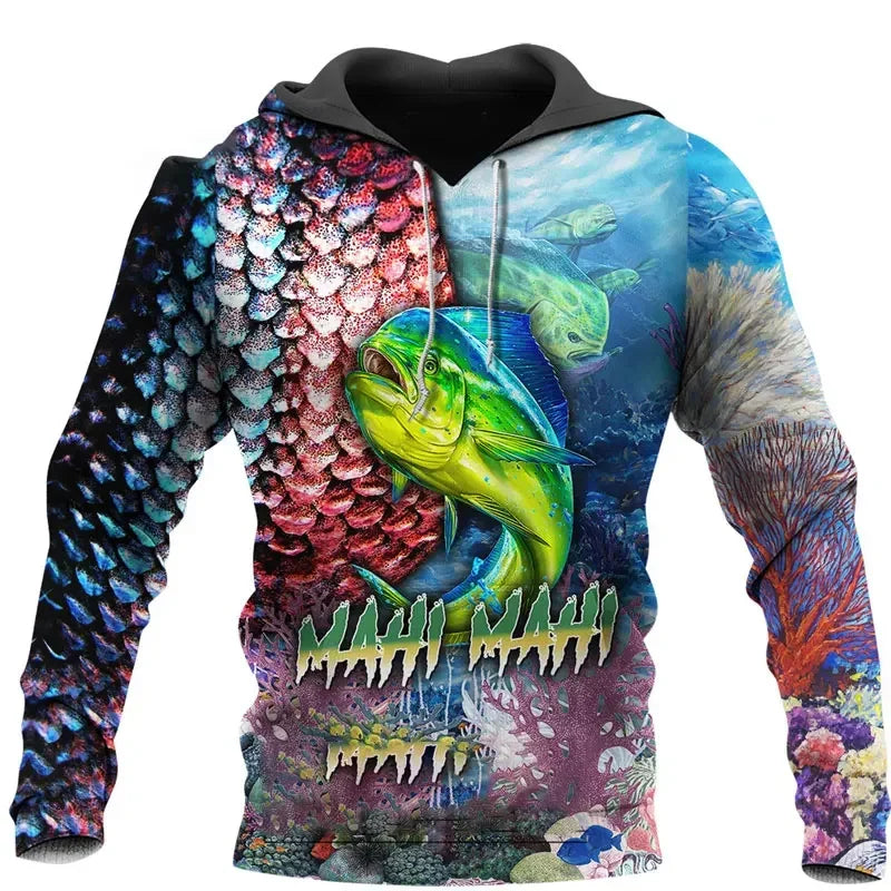 Moletom de Pesca Harajuku Unissex Casual Hoodie Outono/Inverno