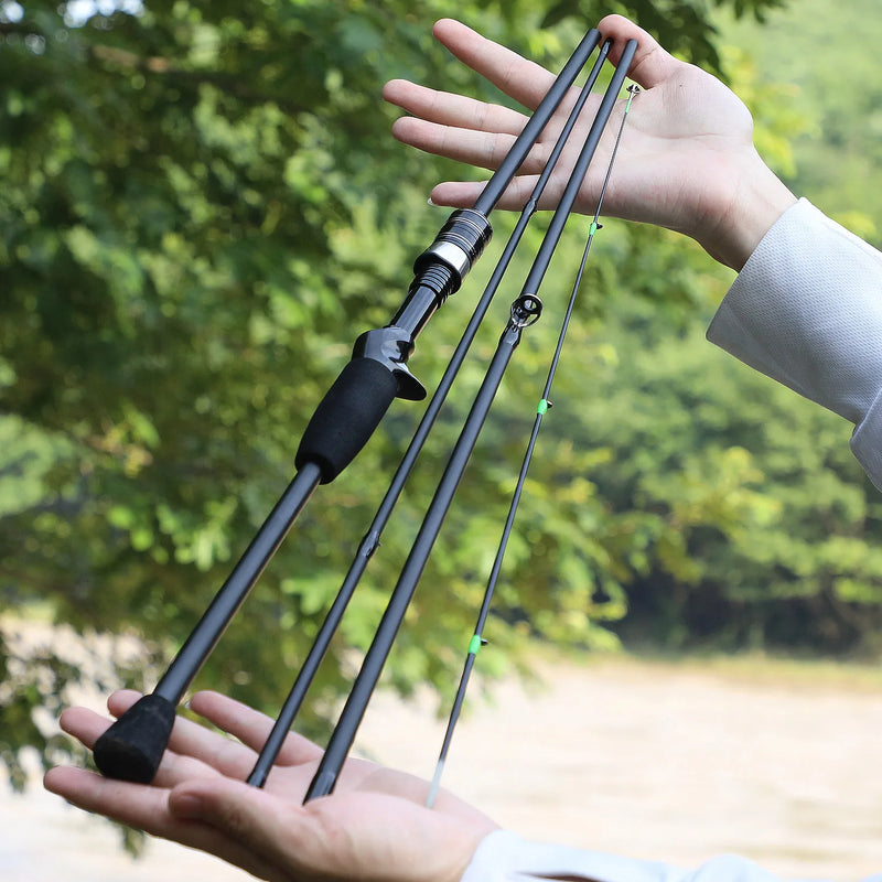 Caña Sougayilang spinning/casting 1.8-2.1m, fibra de carbono, 3/4 secciones, ultraligera