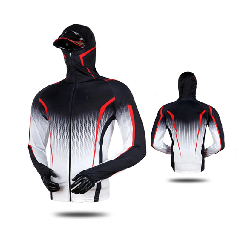 Camisa de Pesca com Capuz UV Secado Rápido Esportiva Verão