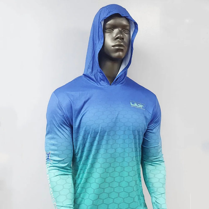 Camisa de Pesca com Capuz UPF 50+ Manga Longa Secado Rápido
