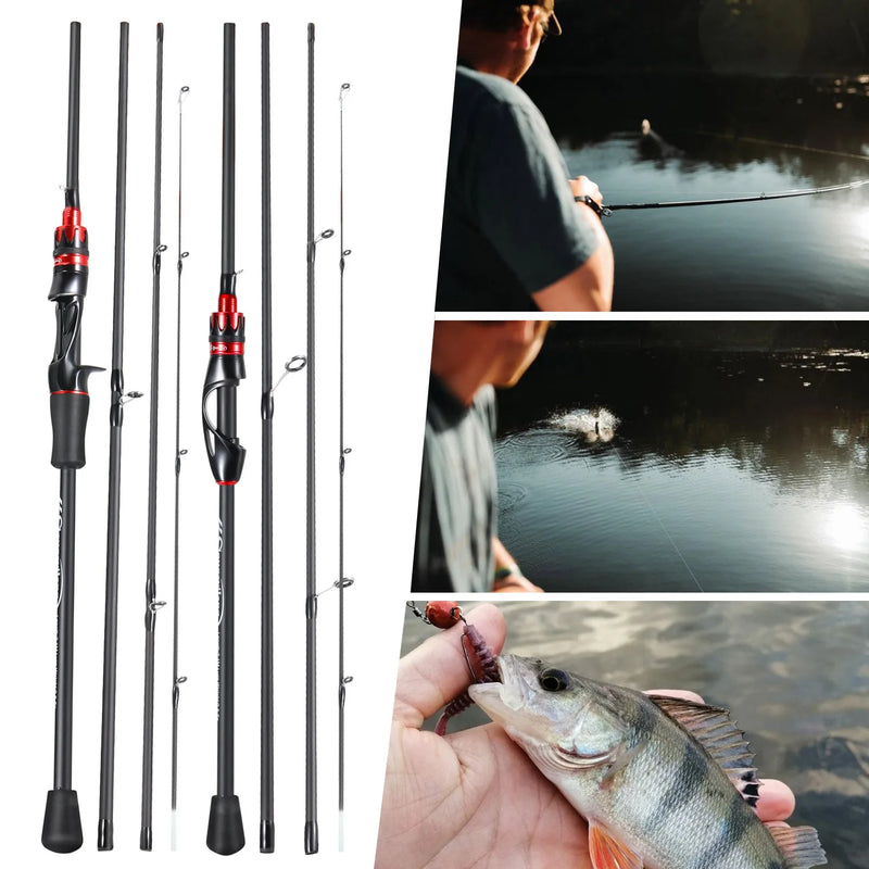 Caña Sougayilang spinning/casting 2.1m, 4 secciones, carbono ultraligero, isca 0.8-5g