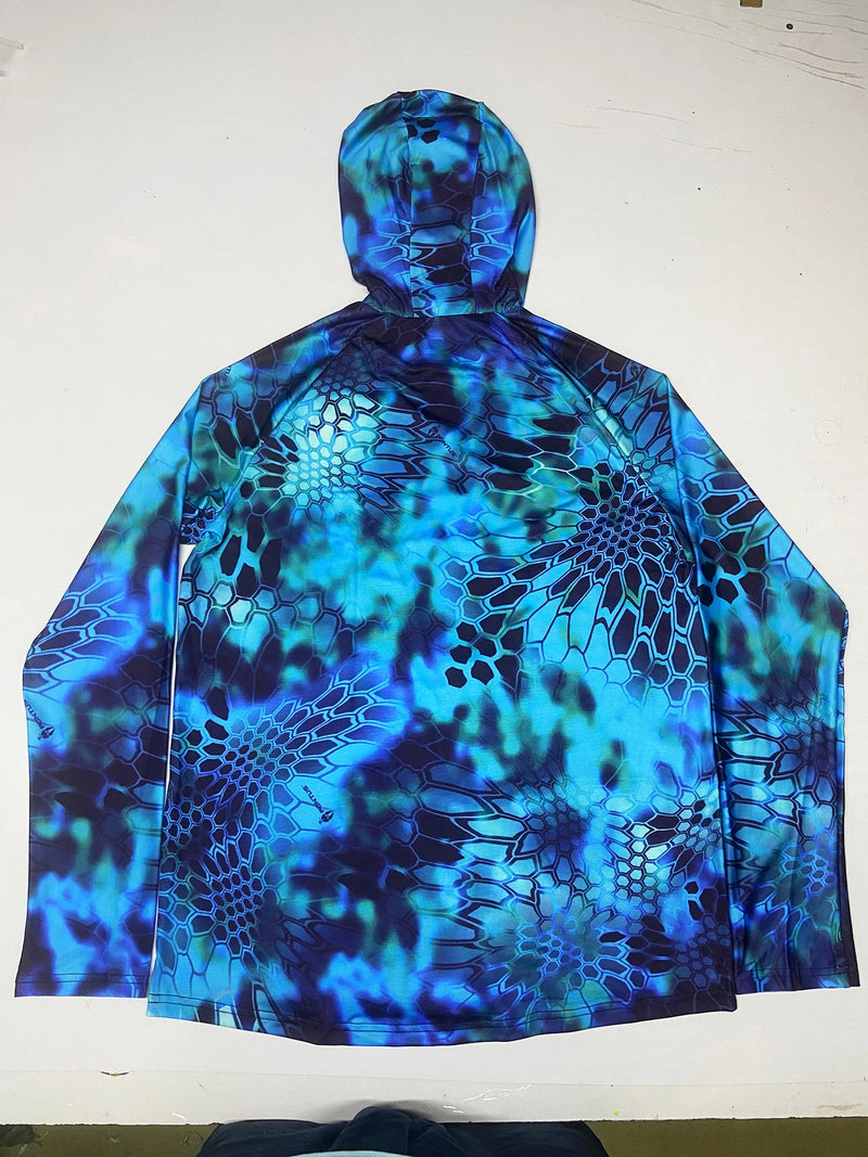 Camiseta de Pesca con Capucha y Máscara Integrada Hombre Anti-UV