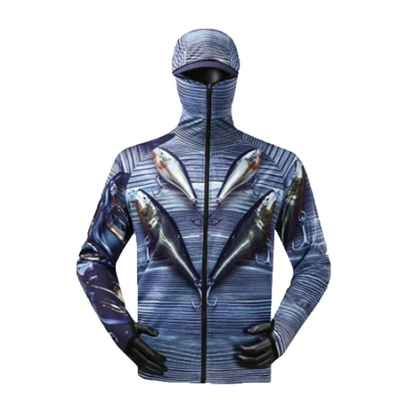 Camisa de Pesca com Capuz Anti-UV Respirável Secado Rápido