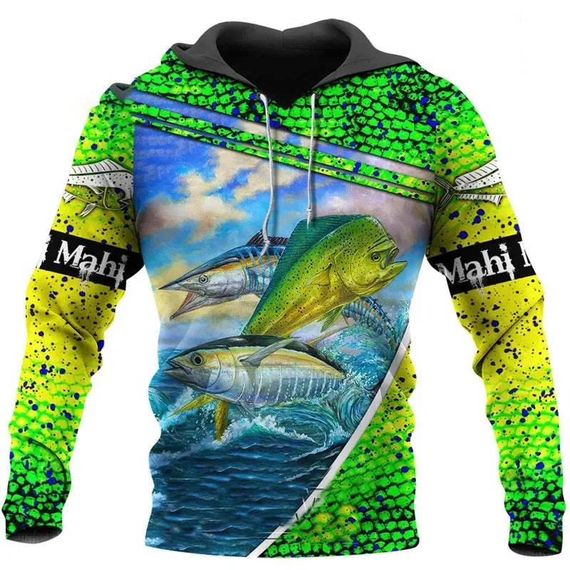 Sudadera Hoodie Pesca Unisex 3D Harajuku Manga Larga Casual