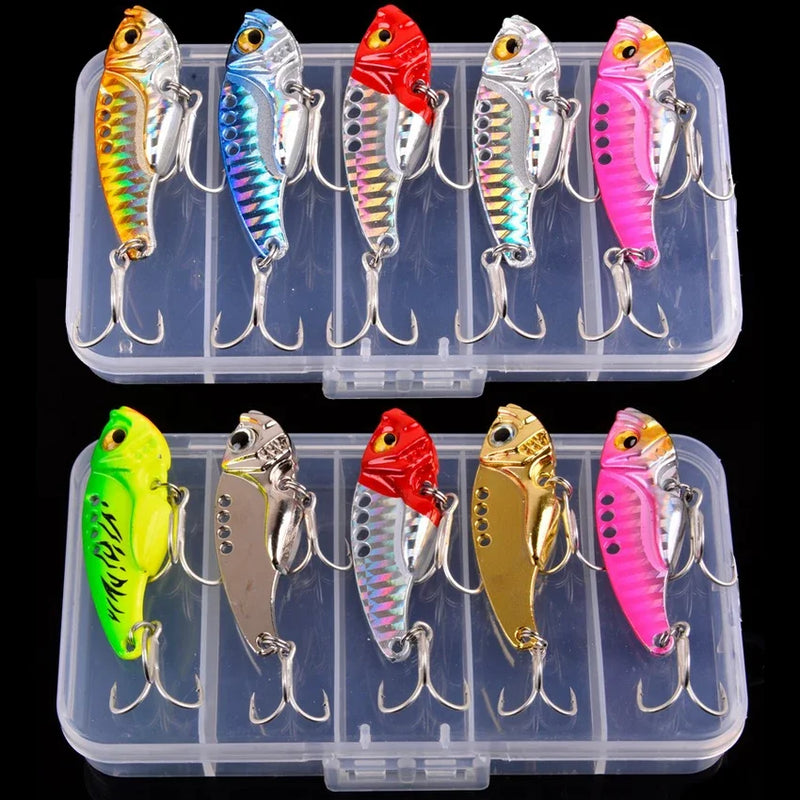 Set de 5 señuelos metálicos VIB Aorace con caja, 3g a 20g, tipo crankbait y swimbait