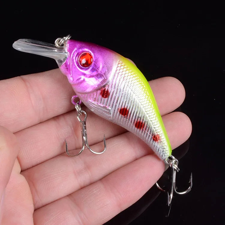 Señuelo duro VIB 7.5cm 10.2g con ojos 3D, hundimiento y ganchos triples de acero