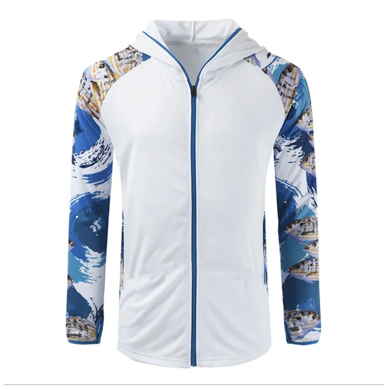 Camisa de Pesca com Capuz Anti-UV Respirável Secado Rápido
