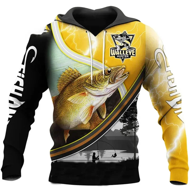 Moletom de Pesca Harajuku Unissex Casual Hoodie Outono/Inverno