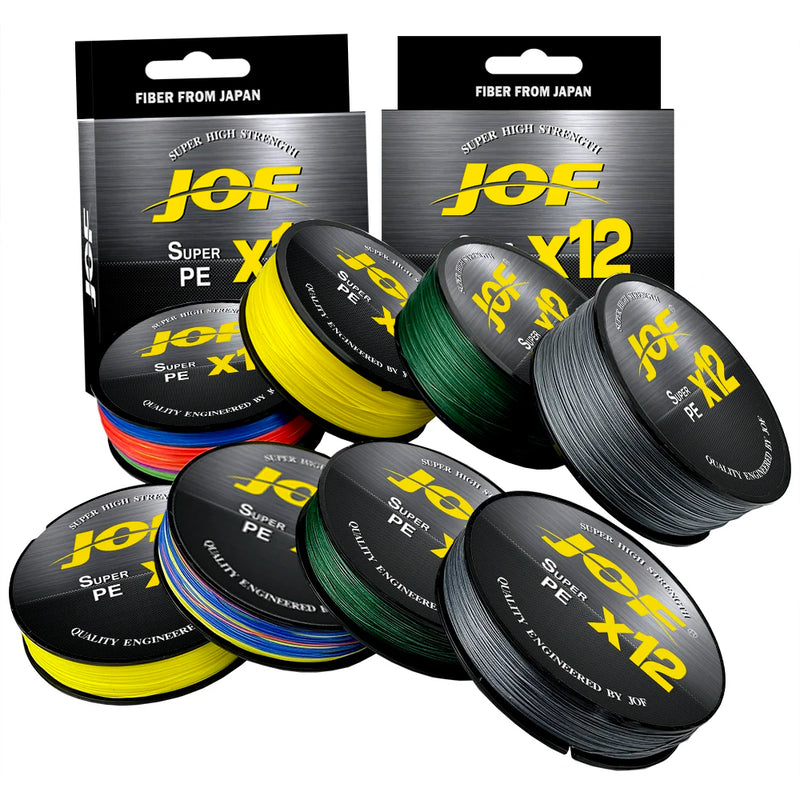 JOF Línea Trenzada 12 Hilos PE 100m-500m Súper Resistente 25-92LB