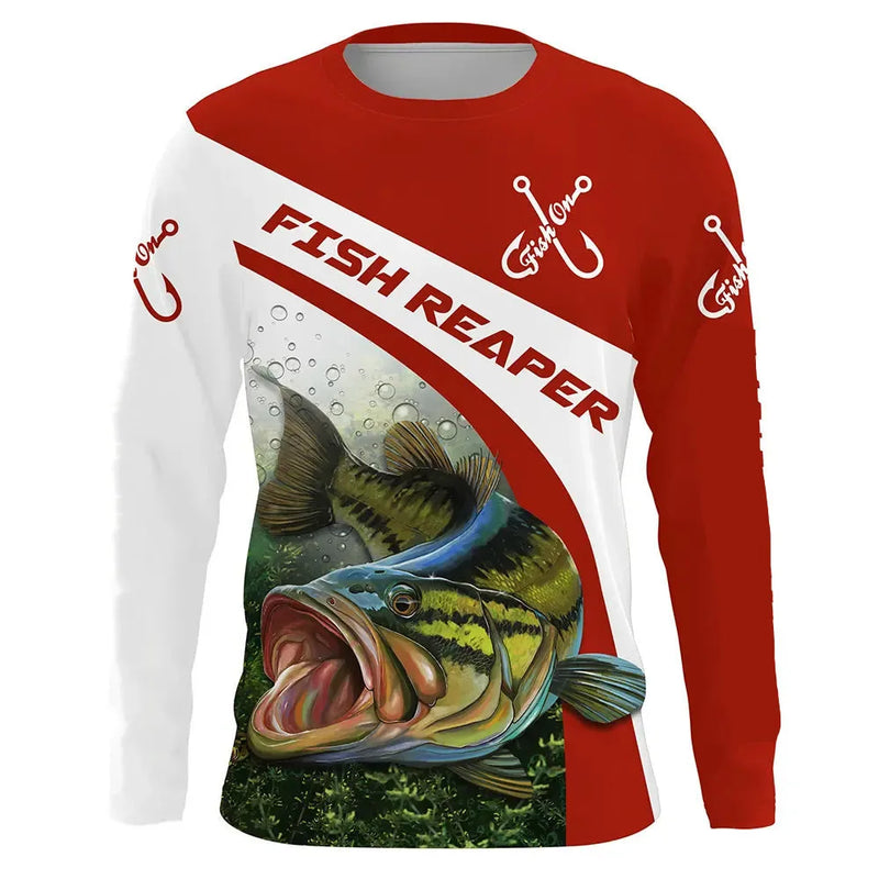 Camiseta 3D Manga Longa Pesca Streetwear Outono Unissex