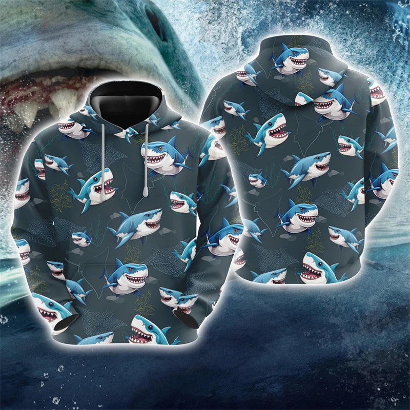 Sudadera Harajuku Estampado Tiburón Unisex Hoodie 3D Casua