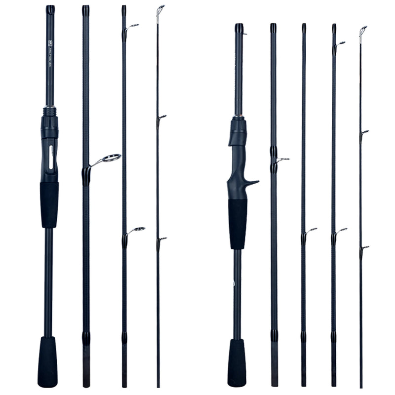 Caña de viaje FLENHAI spinning/casting 1.8m a 2.4m, carbono, 4-5 secciones, isca 5-30g