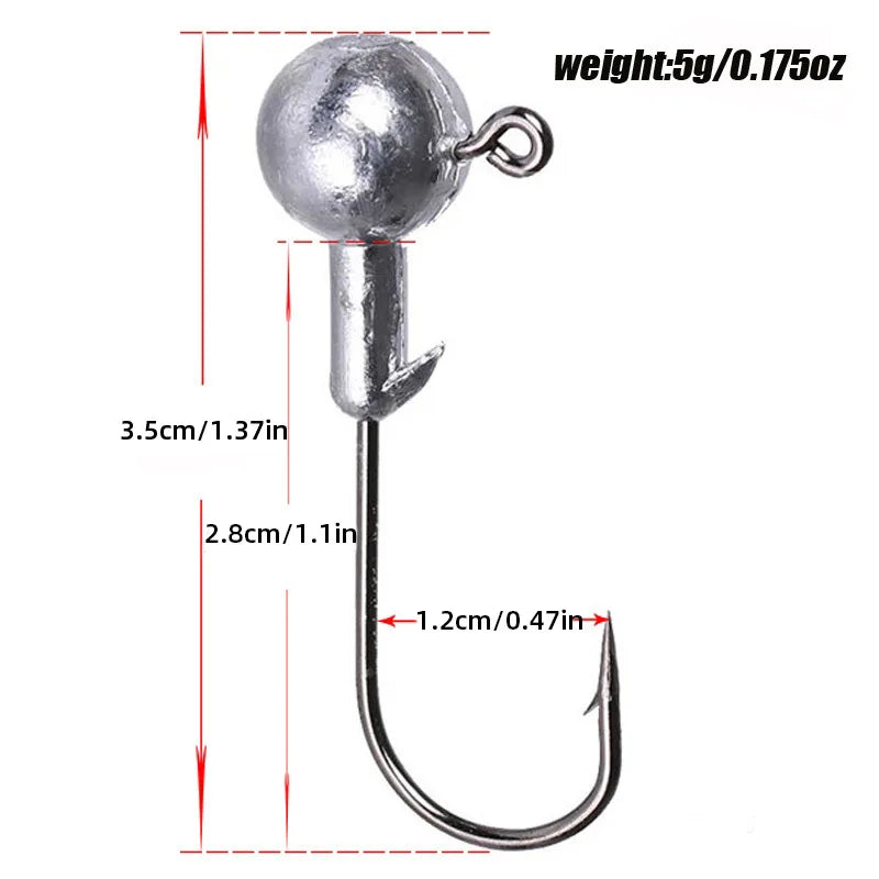 Kit de 25 señuelos blandos de silicona con anzuelos y jig, diseño tipo gusano para pesca en río, lago y mar