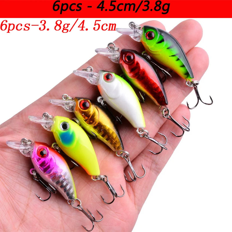 Kit de señuelos duros tipo minnow Misto, crankbait con ojos 3D para carpa y pesca ligera
