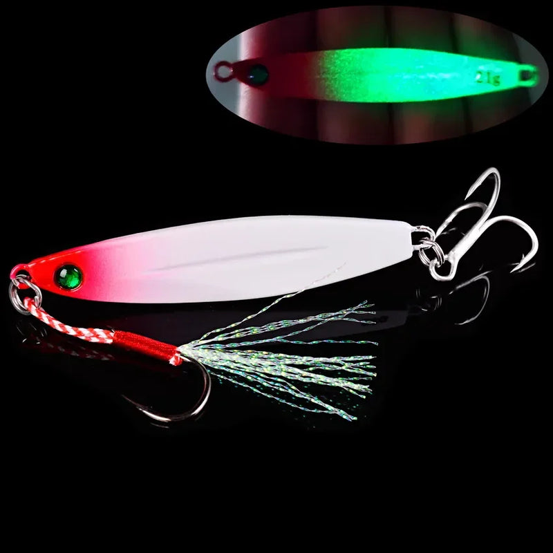 Set de 5 señuelos metálicos tipo jig para pesca en agua salada, 7g a 40g
