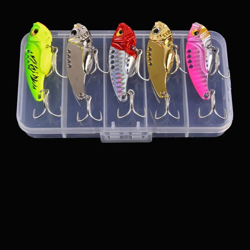 Set de 5 señuelos metálicos VIB Aorace con caja, 3g a 20g, tipo crankbait y swimbait