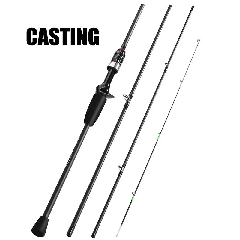 Caña Sougayilang spinning/casting 1.8-2.1m, fibra de carbono, 3/4 secciones, ultraligera