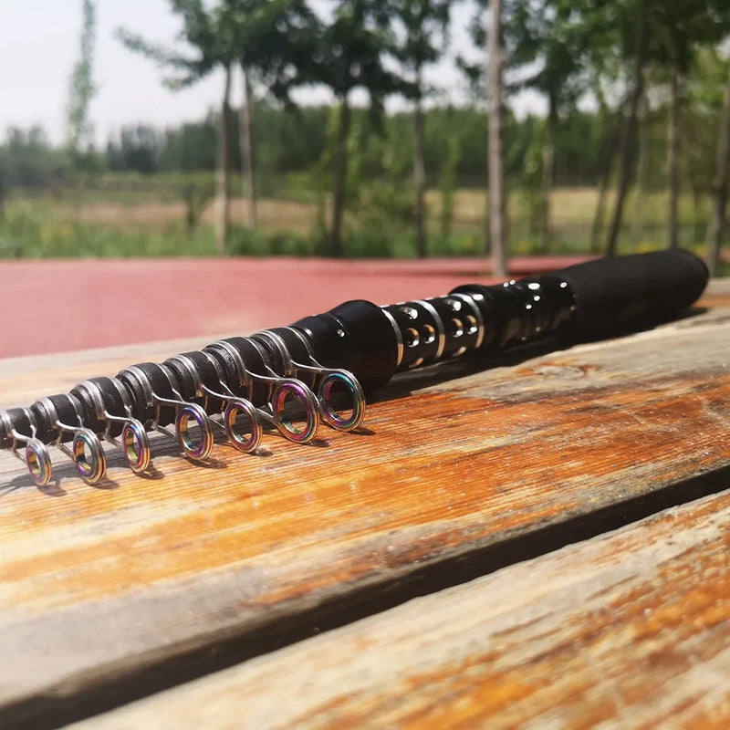 Caña de pescar telescópica 1.5-3.0m, ultraligera, portátil, fibra de carbono, ideal para viaje