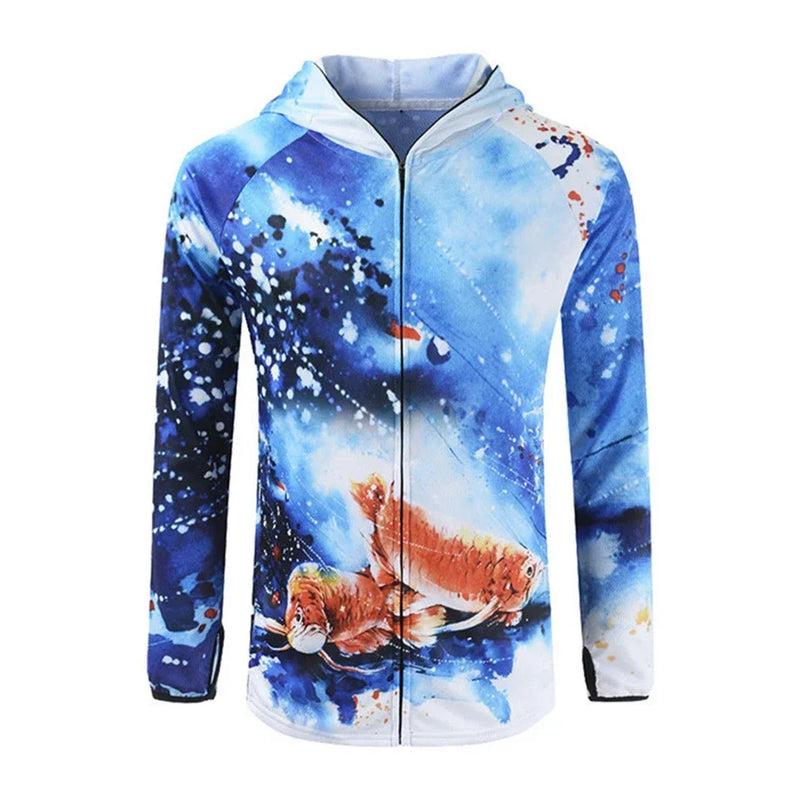 Camisa de Pesca com Capuz Anti-UV Respirável Secado Rápido