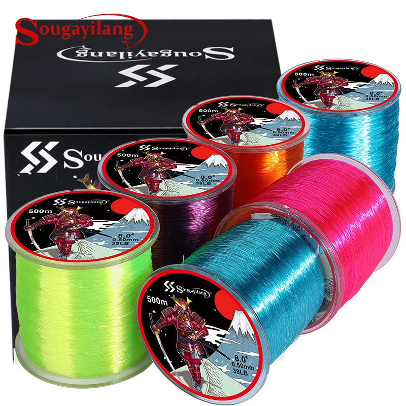 Sougayilang Línea Monofilamento Nylon 500m Revestida en Fluorocarbono